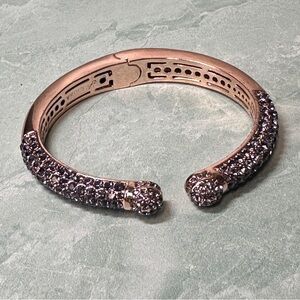 Joan Boyce purple pave crystals set in rosegold hardware hinged bangle bracelet
